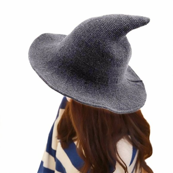 4 x Halloween Girl Wool Witch Hat Foldable Pointed - Picture 4 of 6